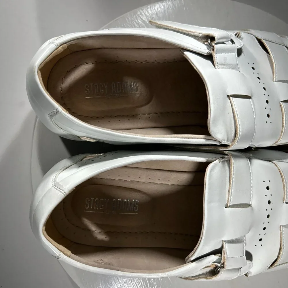 Stacy Adams Fisherman Mens Size 14 M Dress Sandals Shoes White Leather Weave SA - Picture 9 of 12